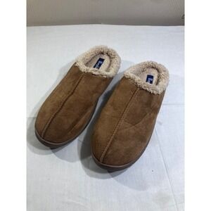 Wembley Mens Brown Faux Suede Sherpa Lined Clog Slippers Size L 9.5-10.5